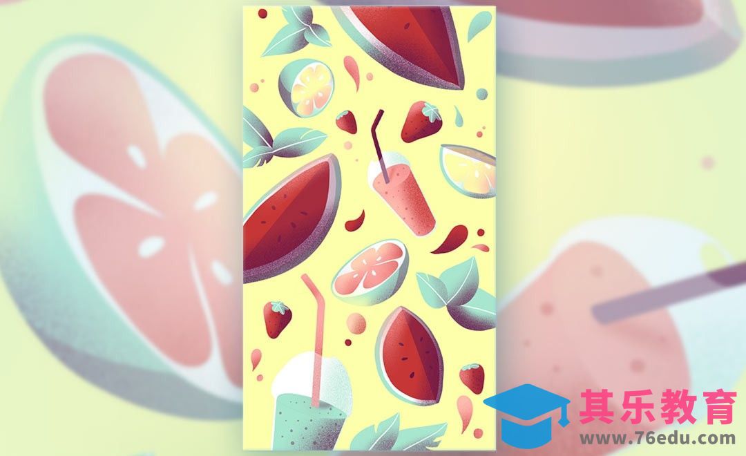 PS-板绘-肌理风格水果荟萃插画[虎课网绘画插画视频教程][ipad商业插画MP4教程全集 ]-第1张图片-我要自学网