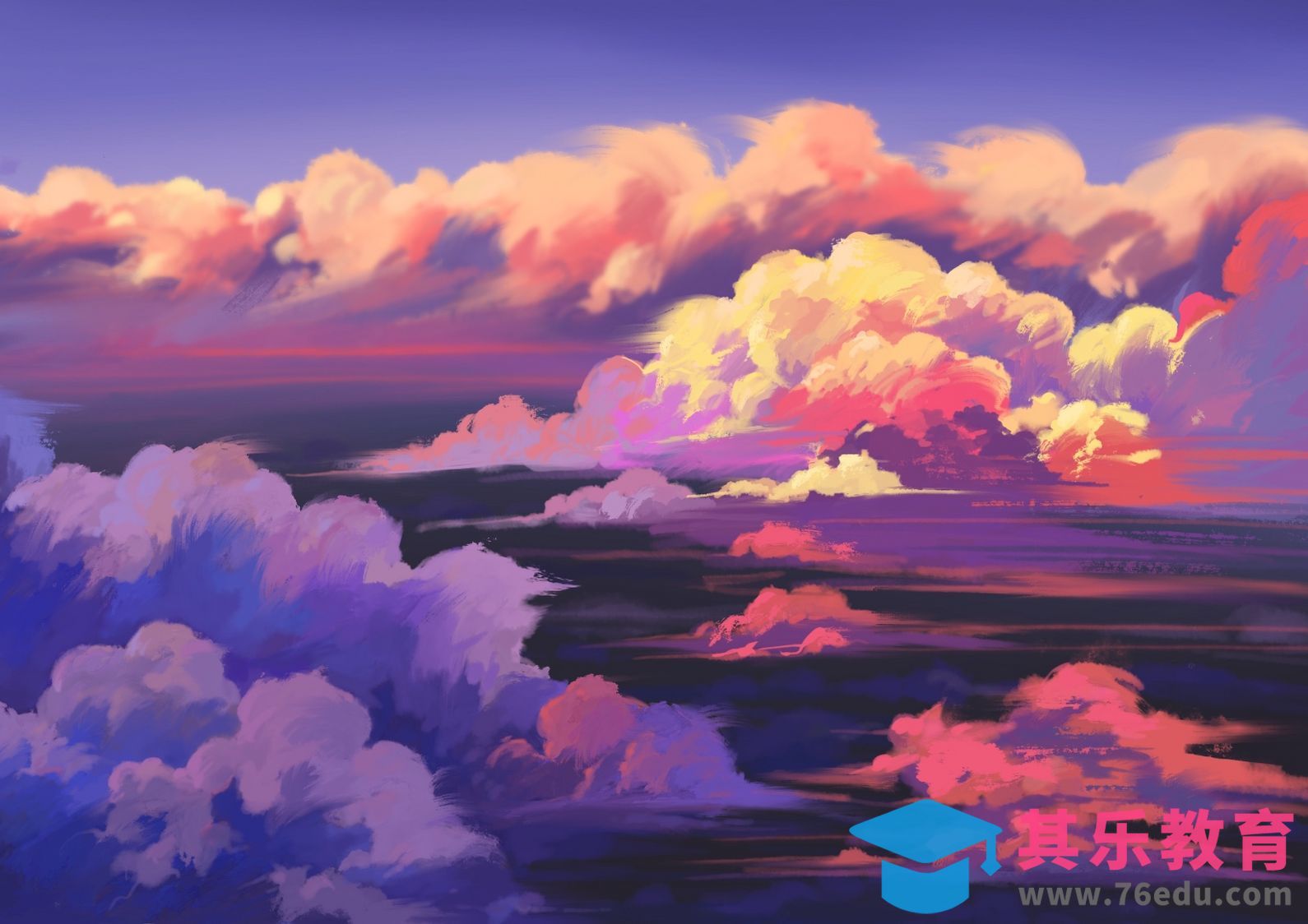 Procreate-iPad场景插画-在云端[虎课网绘画插画视频教程][ipad商业插画MP4教程全集 ]-第1张图片-我要自学网