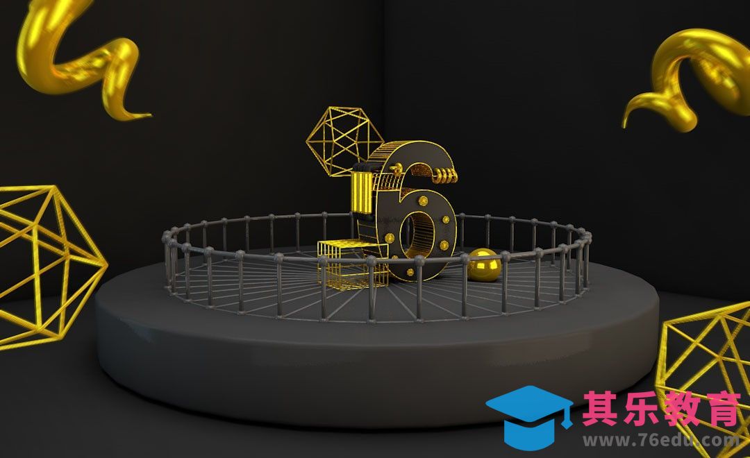 C4D-机械数字6场景搭建[虎课网C4D设计视频教程][产品数码建模MP4教程全集 ]-第1张图片-我要自学网