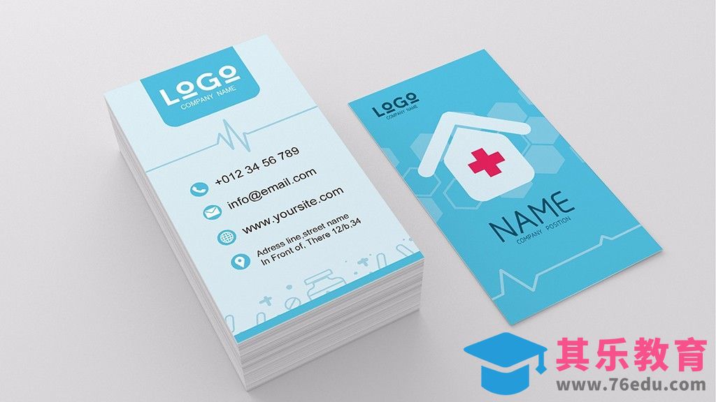 PS-扁平风医疗行业名片设计[虎课网品牌设计视频教程][logo包装设计教程全集MP4 ]-第1张图片-我要自学网