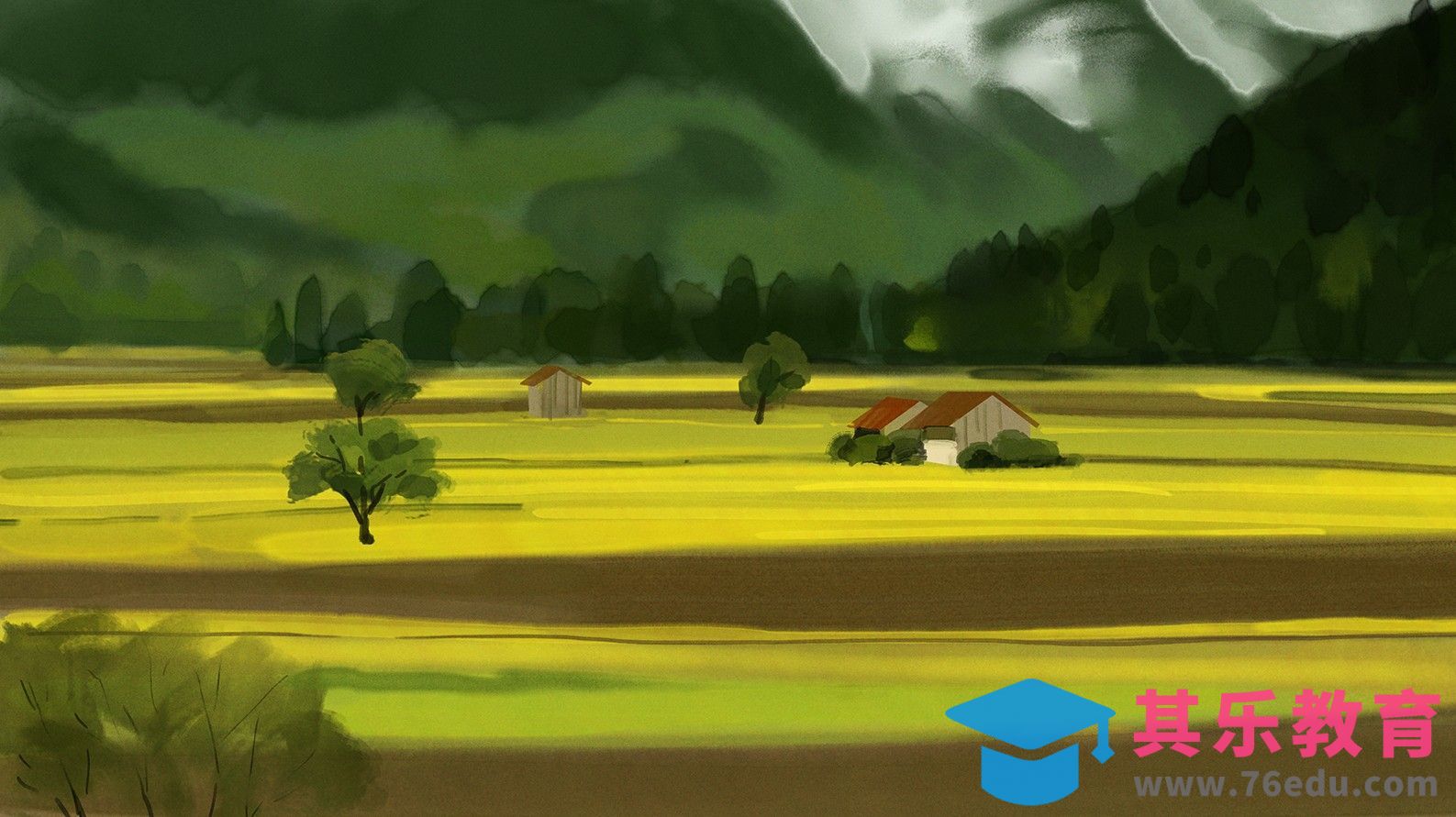PS-板绘-色彩风景-农田-水彩风[虎课网绘画插画视频教程][ipad商业插画MP4教程全集 ]-第1张图片-我要自学网