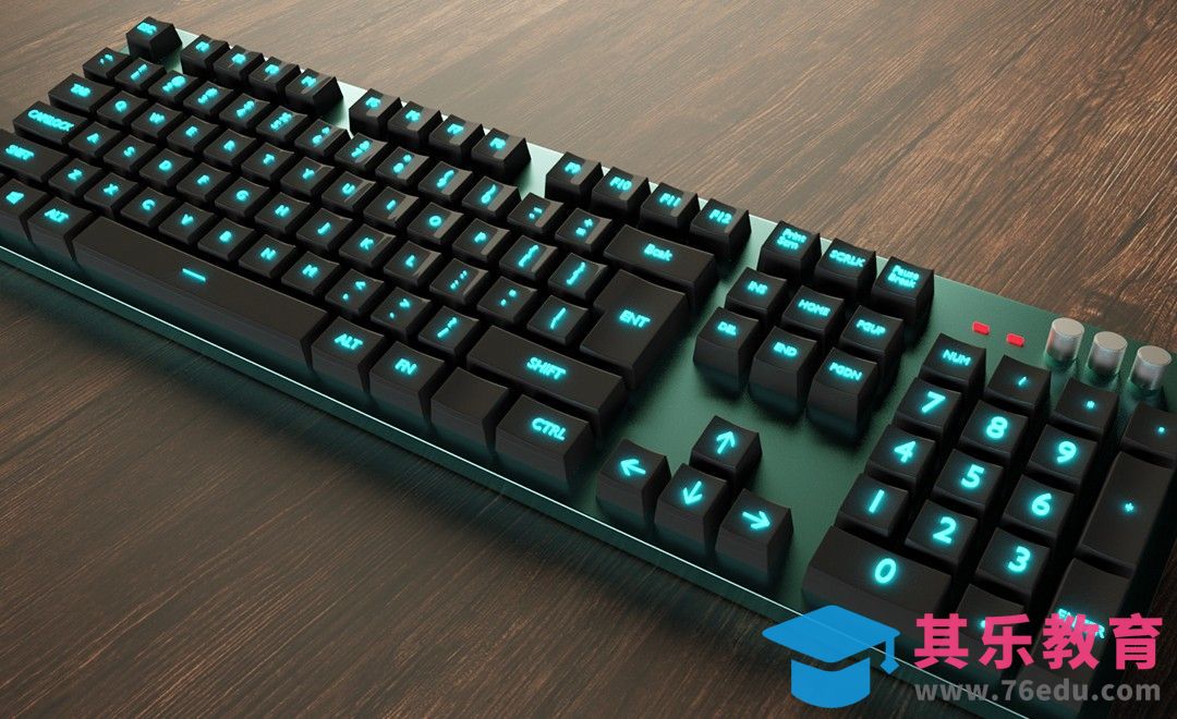 Blender-发光键盘建模渲染[虎课网Blender视频教程][Blender建模教程MP4教程全集 ]-第1张图片-我要自学网