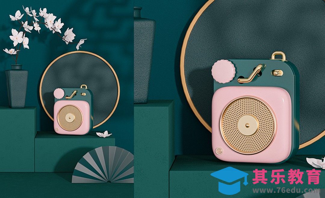 C4D+OC+PS-唱片机小音响场景渲染[虎课网C4D设计视频教程][产品数码建模MP4教程全集 ]-第1张图片-我要自学网