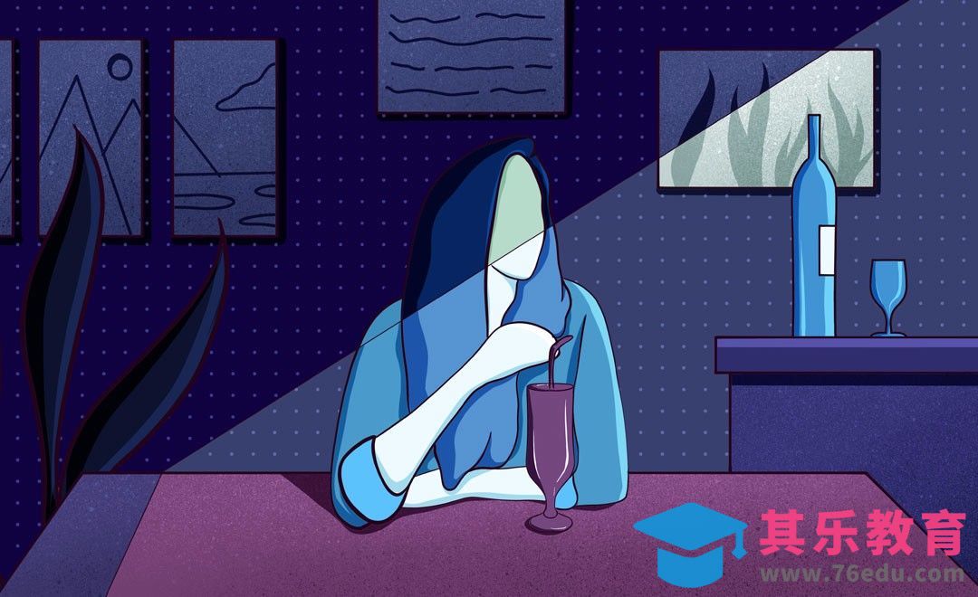 Procreate-扁平风喝酒的女孩插画-iPad绘画[虎课网绘画插画视频教程][ipad商业插画MP4教程全集 ]-第1张图片-我要自学网