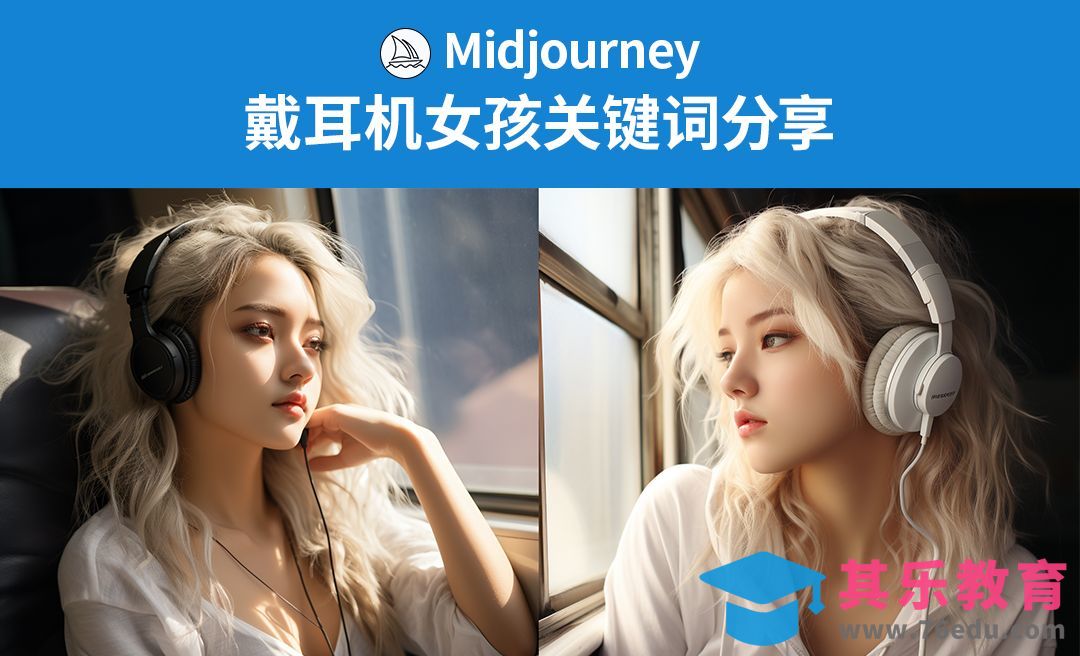 Midjourney-戴耳机的女孩关键词分享[虎课网AICG人工智能视频教程][MP4高清全集 ]-第1张图片-我要自学网