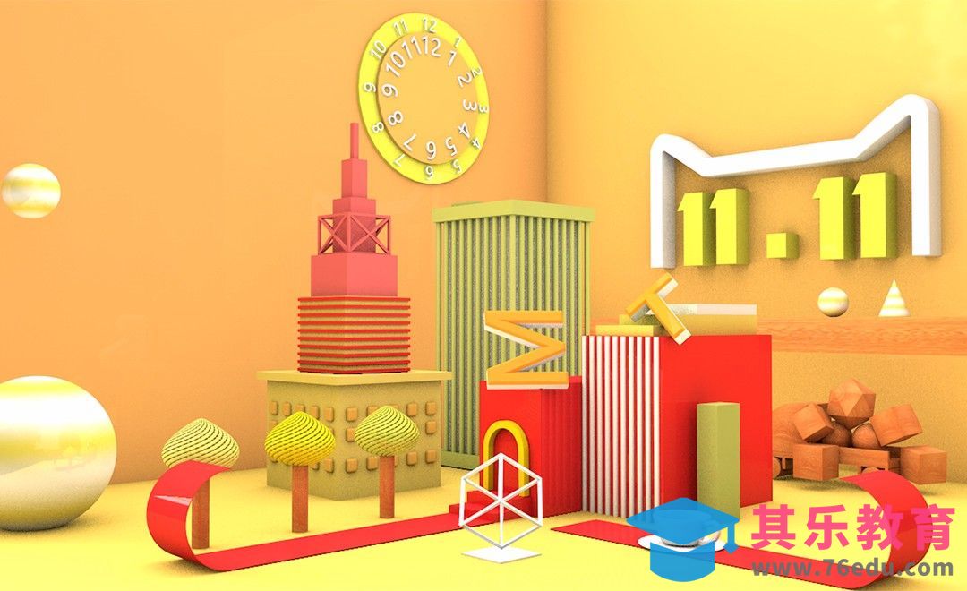 C4D-天猫双十一场景海报建模与渲染[虎课网C4D设计视频教程][产品数码建模MP4教程全集 ]-第1张图片-我要自学网
