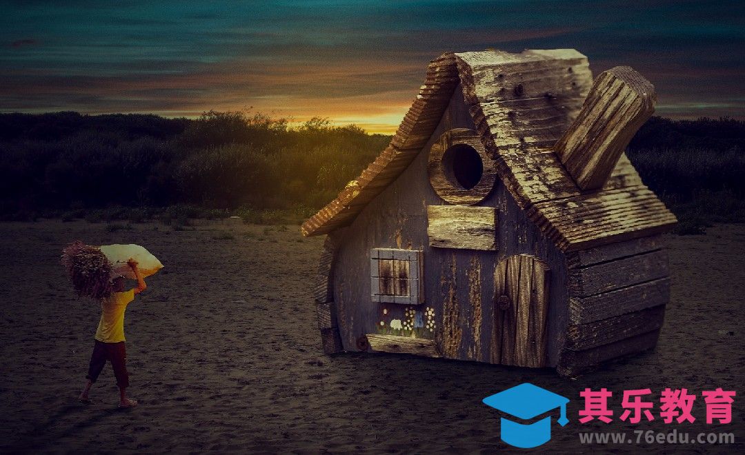 PS-乡情-日落而息-意境合成[平面设计视频教程][海报设计MP4高清全集 ]-第1张图片-我要自学网