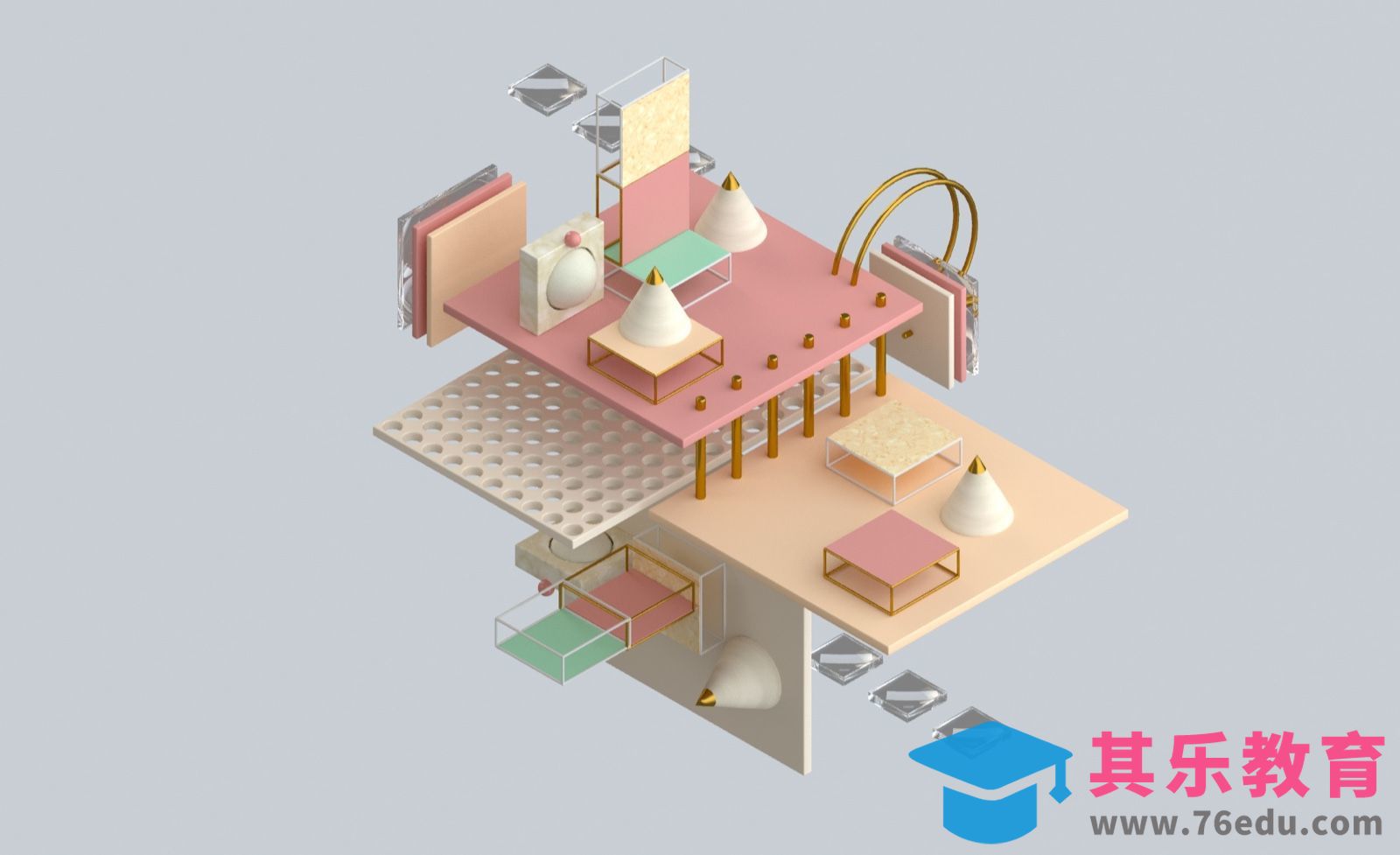 C4D+CR-抽象场景搭建[虎课网C4D设计视频教程][产品数码建模MP4教程全集 ]-第1张图片-我要自学网