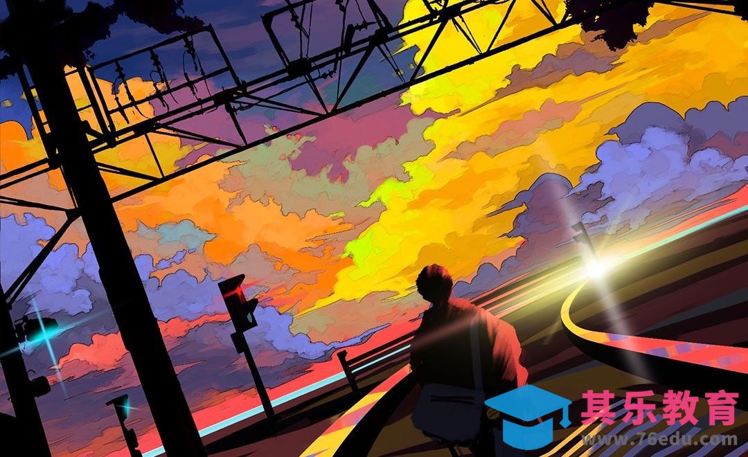 PS-板绘插画-铁路与傍晚[虎课网绘画插画视频教程][ipad商业插画MP4教程全集 ]-第1张图片-我要自学网