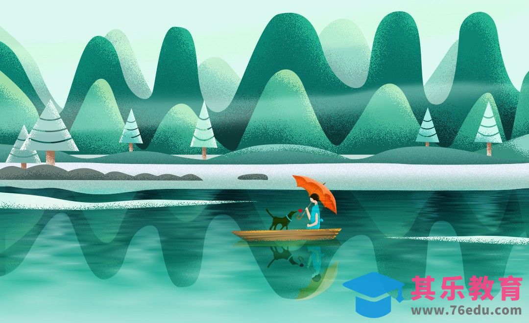 PS-扁平肌理唯美湖中打伞女孩[虎课网绘画插画视频教程][ipad商业插画MP4教程全集 ]-第1张图片-我要自学网