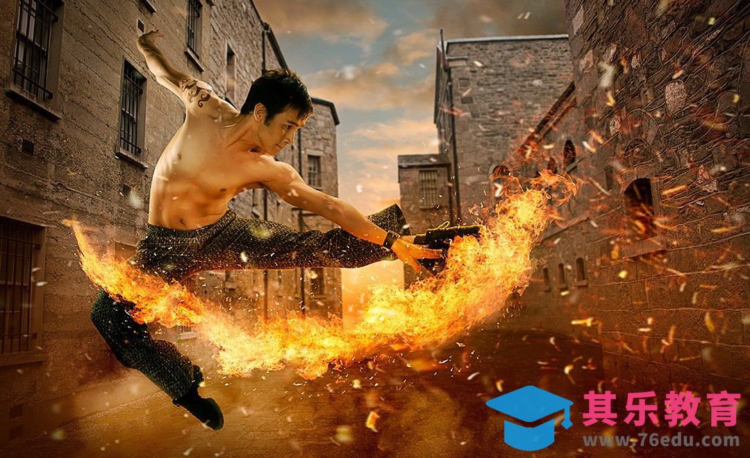 PS-炫酷火焰效果功夫小子[平面设计视频教程][海报设计MP4高清全集 ]-第1张图片-我要自学网