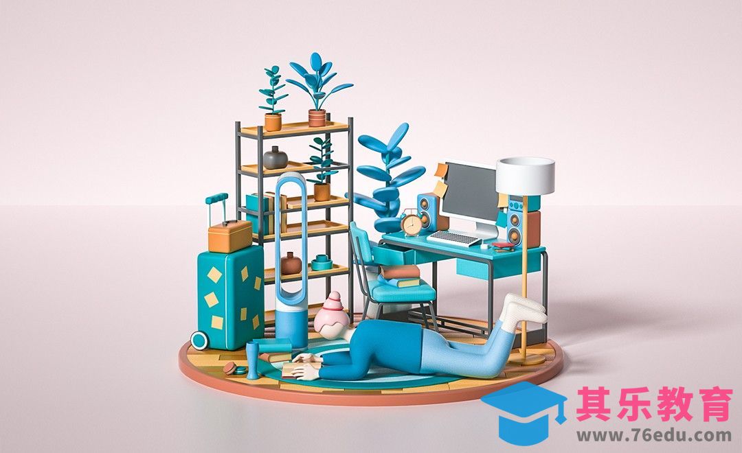 C4D+OC-居家场景书架建模[虎课网C4D设计视频教程][产品数码建模MP4教程全集 ]-第1张图片-我要自学网