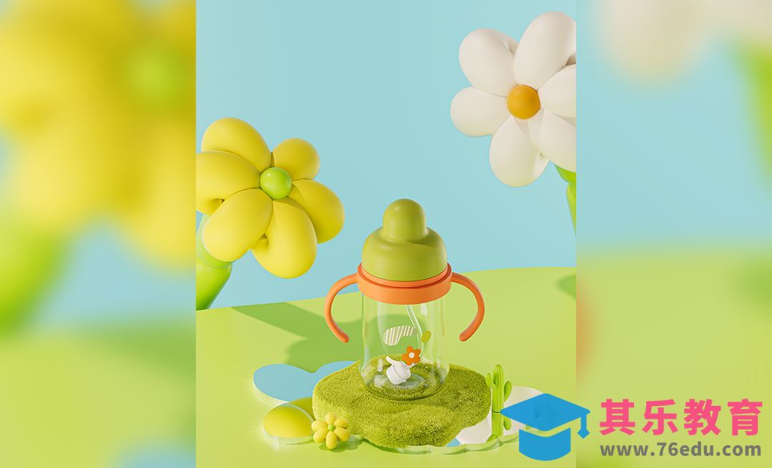 C4D-20分钟制作可爱风母婴水杯海报[虎课网C4D设计视频教程][产品数码建模MP4教程全集 ]-第1张图片-我要自学网