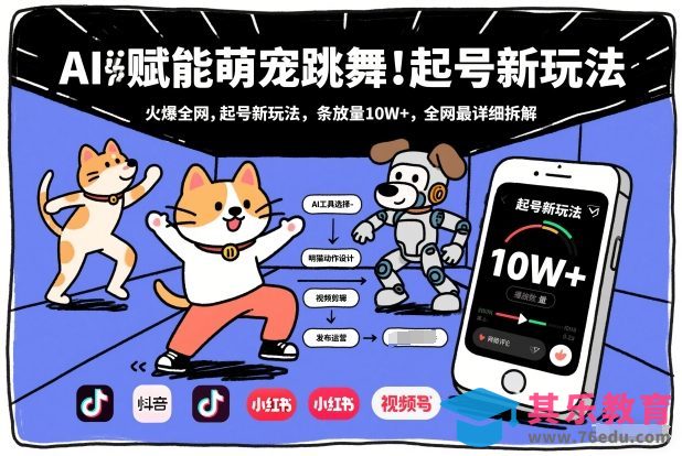 AI赋能萌宠跳舞，火爆全网，起号新玩法，条条播放量10W+，全网最详细拆解-第1张图片-我要自学网