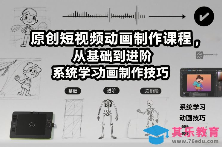 原创短视频动画制作课程，从基础到进阶，系统学习动画制作技巧-第1张图片-我要自学网