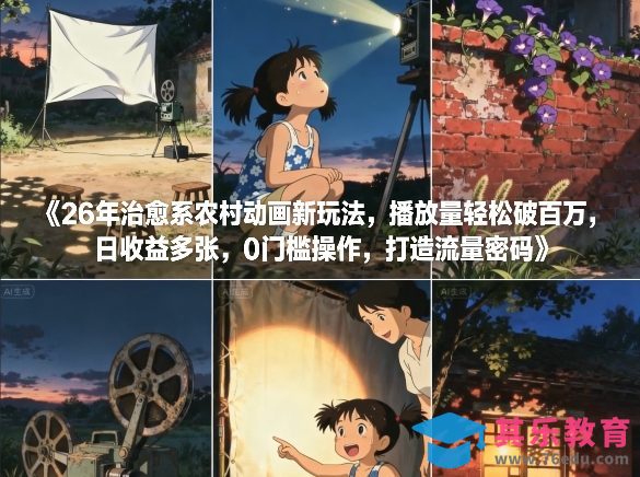26年治愈系农村动画新玩法，播放量轻松破百万，日收益多张，0门槛操作，打造流量密码-第1张图片-我要自学网