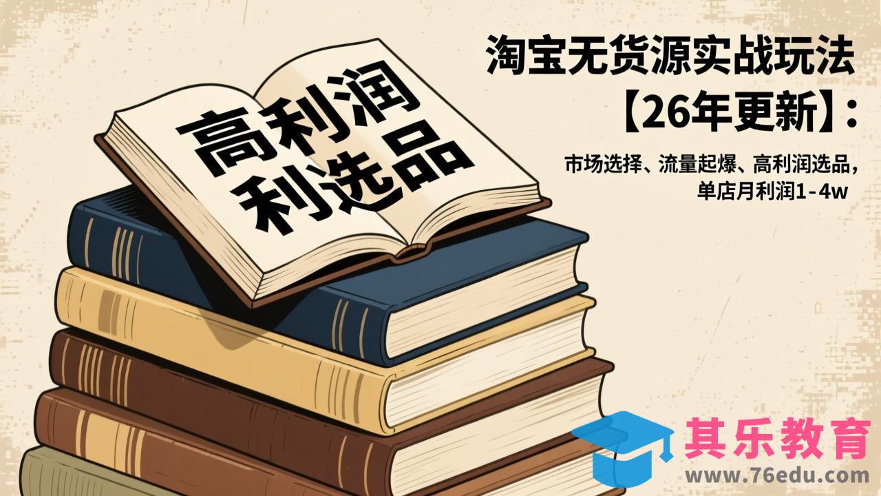 淘宝无货源实战玩法【26年更新】：市场选择、流量起爆、高利润选品，单店月利润1-4w-第1张图片-我要自学网