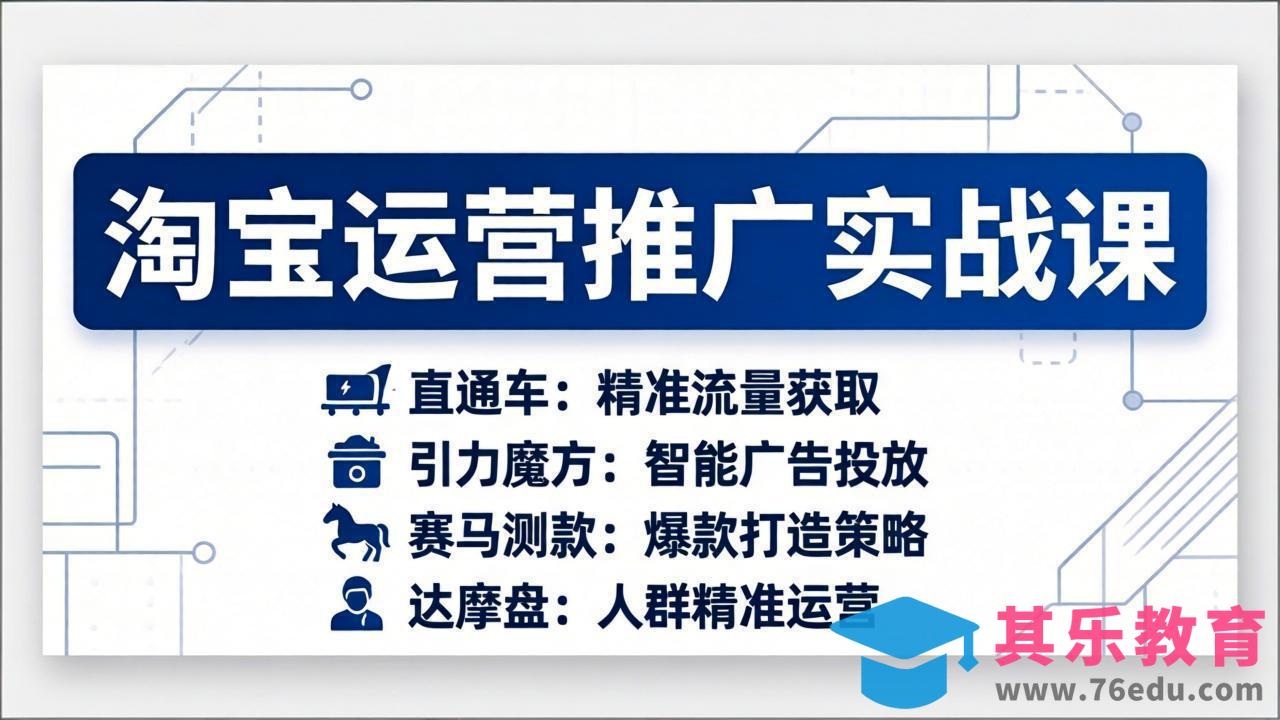 淘宝运营推广实战课，直通车+引力魔方+赛马测款+达摩盘人群推广等(更新26年3月-第1张图片-我要自学网