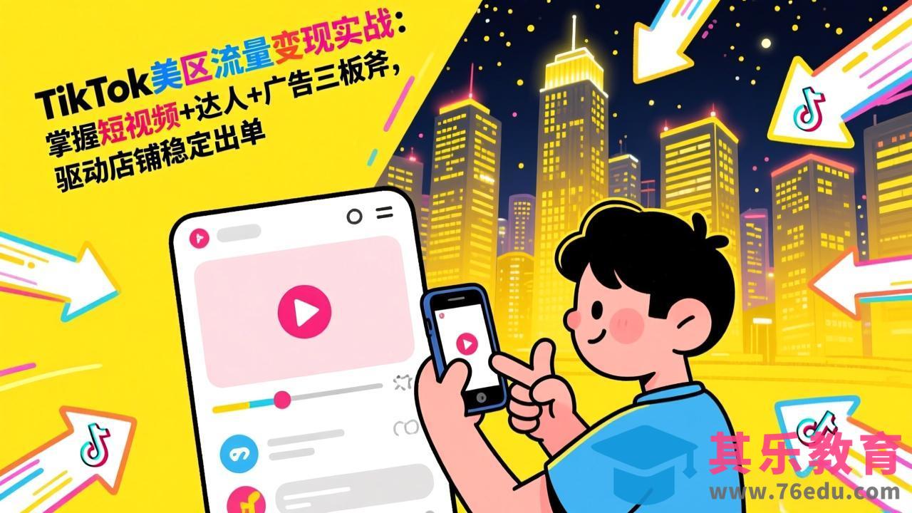 TikTok美区流量变现实战：掌握短视频+达人+广告三板斧，驱动店铺稳定出单-第1张图片-我要自学网