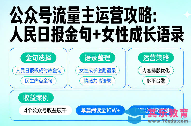 利用人民日报金句+女性成长语录做公众号流量主，4个公众号收益破千-第1张图片-我要自学网