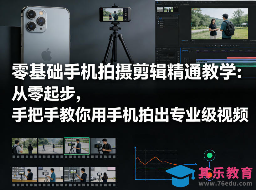 零基础手机拍摄剪辑精通教学:从零起步,手把手教你用手机拍出专业级视频-第1张图片-我要自学网 零基础手机拍摄剪辑精通教学:从零起步,手把手教你用手机拍出专业级视频-第1张图片-我要自学网