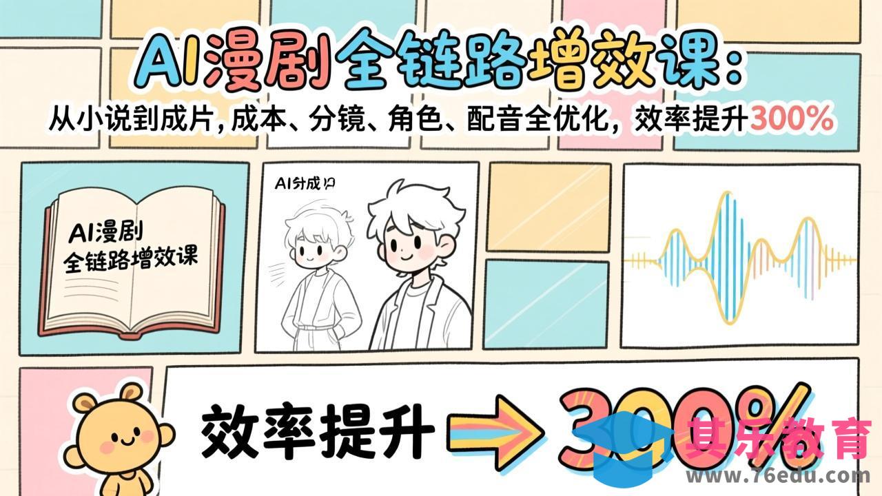 AI漫剧全链路增效课:从小说到成片,成本、分镜、角色、配音全优化,效率提升300%-第1张图片-我要自学网 AI漫剧全链路增效课:从小说到成片,成本、分镜、角色、配音全优化,效率提升300%-第1张图片-我要自学网