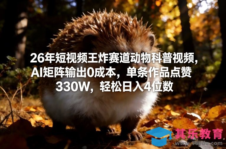 26年短视频王炸赛道动物科普视频,AI矩阵输出0成本,单条作品点赞330W,轻松日入4位数-第1张图片-我要自学网 26年短视频王炸赛道动物科普视频,AI矩阵输出0成本,单条作品点赞330W,轻松日入4位数-第1张图片-我要自学网