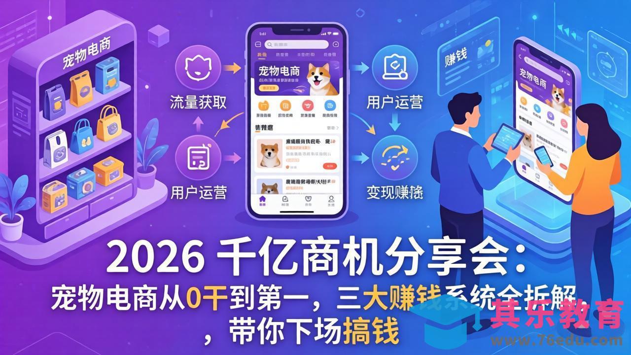 2026 千亿商机分享会:宠物电商从0干到第一,三大赚钱系统全拆解,带你下场搞钱-第1张图片-我要自学网 2026 千亿商机分享会:宠物电商从0干到第一,三大赚钱系统全拆解,带你下场搞钱-第1张图片-我要自学网