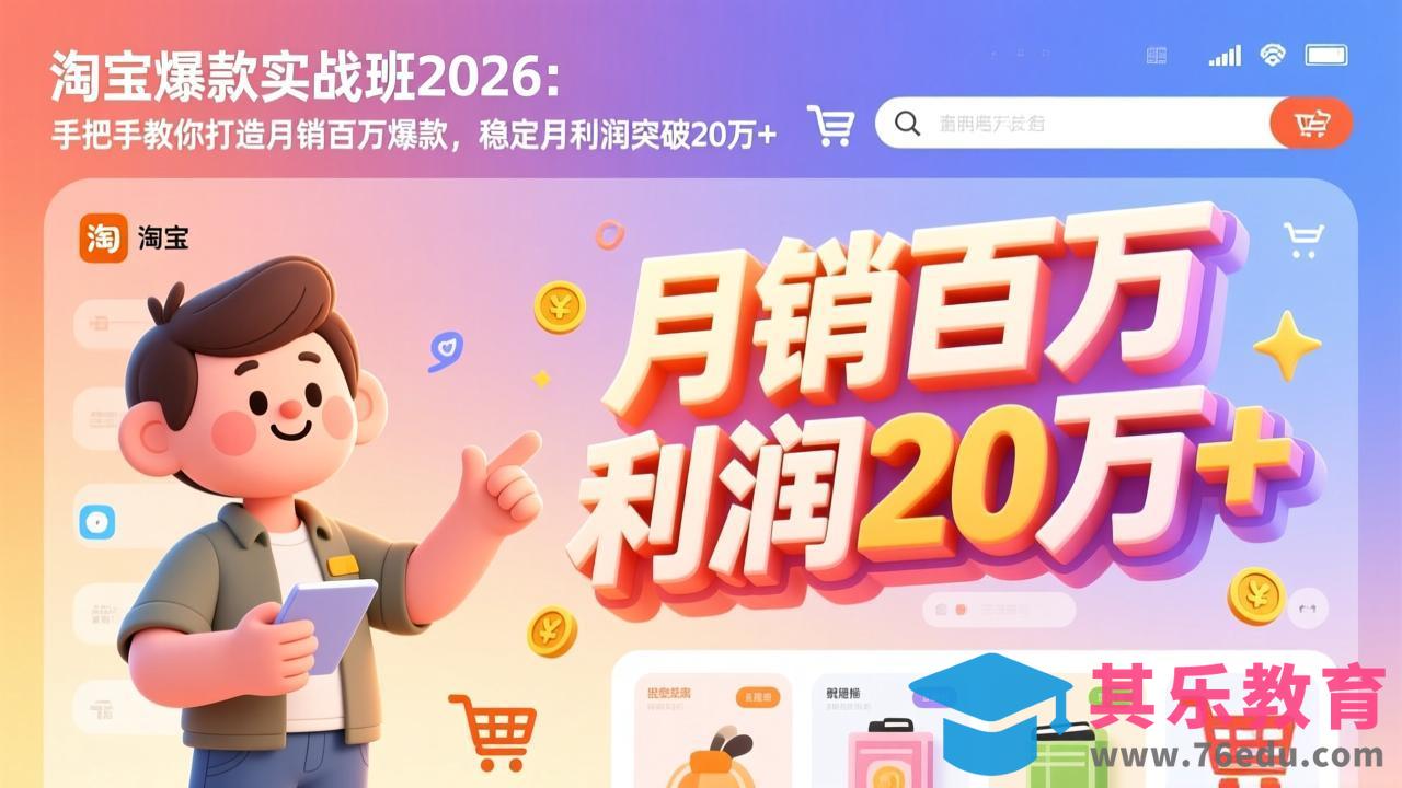 淘宝爆款实战班-2026年3月更新：手把手教你打造月销百万爆款，稳定月利润突破20万+-第1张图片-我要自学网