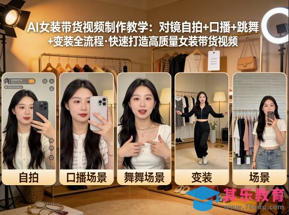 AI女装带货视频制作教学，对镜自拍、口播、跳舞、变装全流程，快速打造高质量女装带货视频-第1张图片-我要自学网