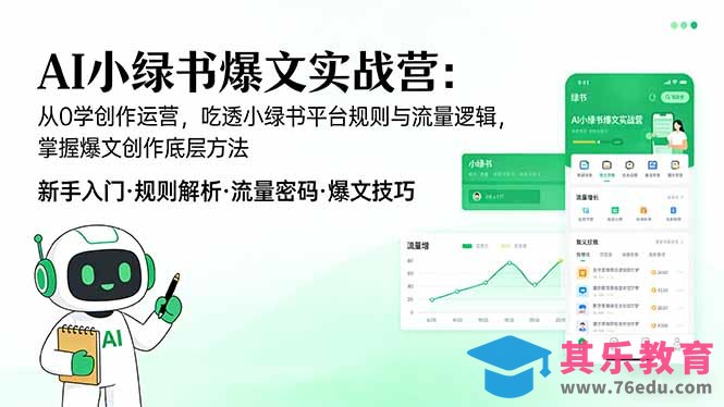 AI 小绿书爆文实战营：从0学创作运营，吃透小绿书平台规则与流量逻辑，掌握爆文创作底层方法-第1张图片-我要自学网