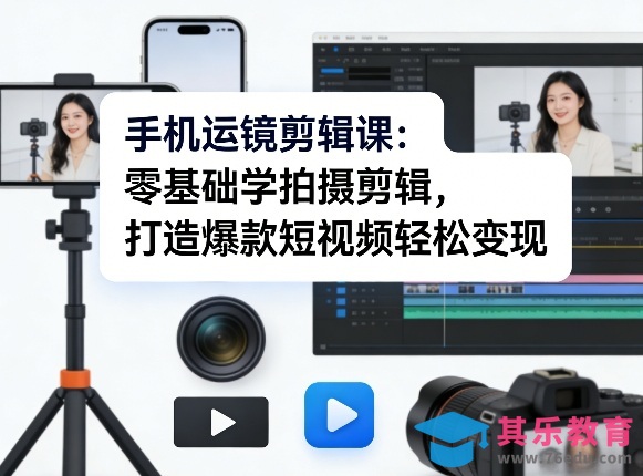 手机运镜剪辑课：零基础学拍摄剪辑，打造爆款短视频轻松变现-第1张图片-我要自学网