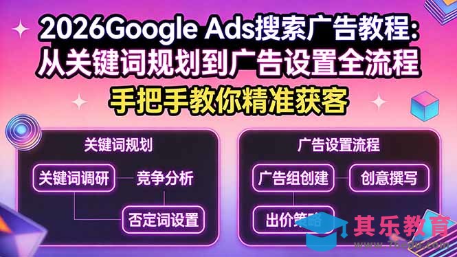 2026Google Ads搜索广告教程：从关键词规划到广告设置全流程，手把手教你精准获客-第1张图片-我要自学网