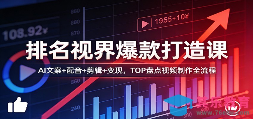 排名视界爆款打造课：AI文案+配音+剪辑+变现，TOP盘点视频制作全流程-第1张图片-我要自学网