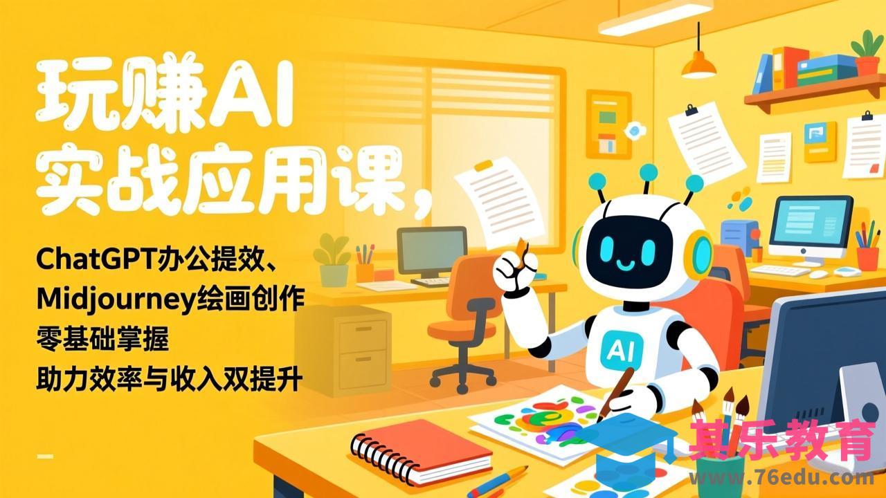 玩赚AI实战应用课，ChatGPT办公提效、Midjourney绘画创作，零基础掌握，助力效率与收入双提升-第1张图片-我要自学网
