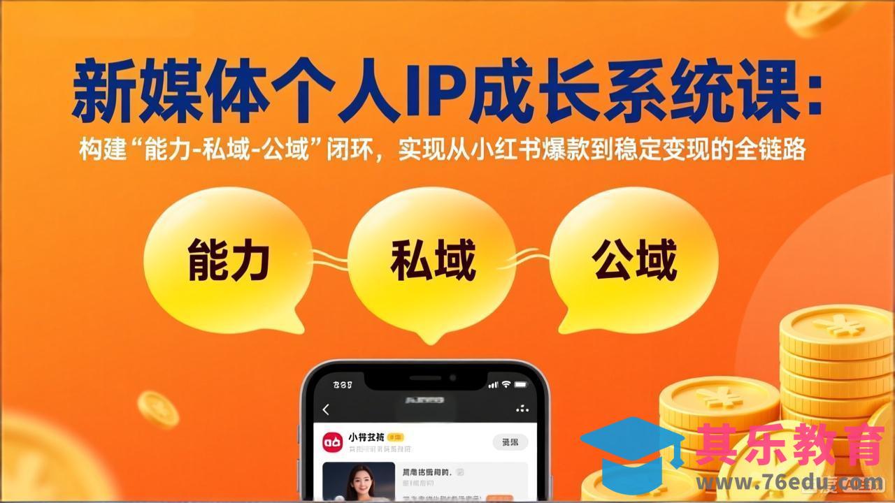 新媒体个人IP成长系统课-更新：构建“能力-私域-公域”闭环，实现从小红书爆款到稳定变现-第1张图片-我要自学网