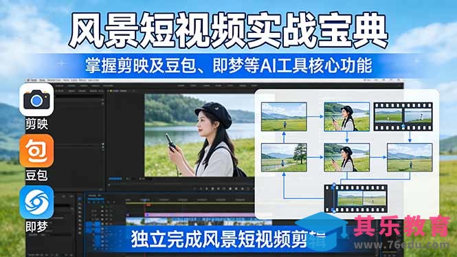 风景短视频实战宝典：掌握剪映及豆包、即梦等AI工具的核心功能，独立完成风景短视频剪辑-第1张图片-我要自学网