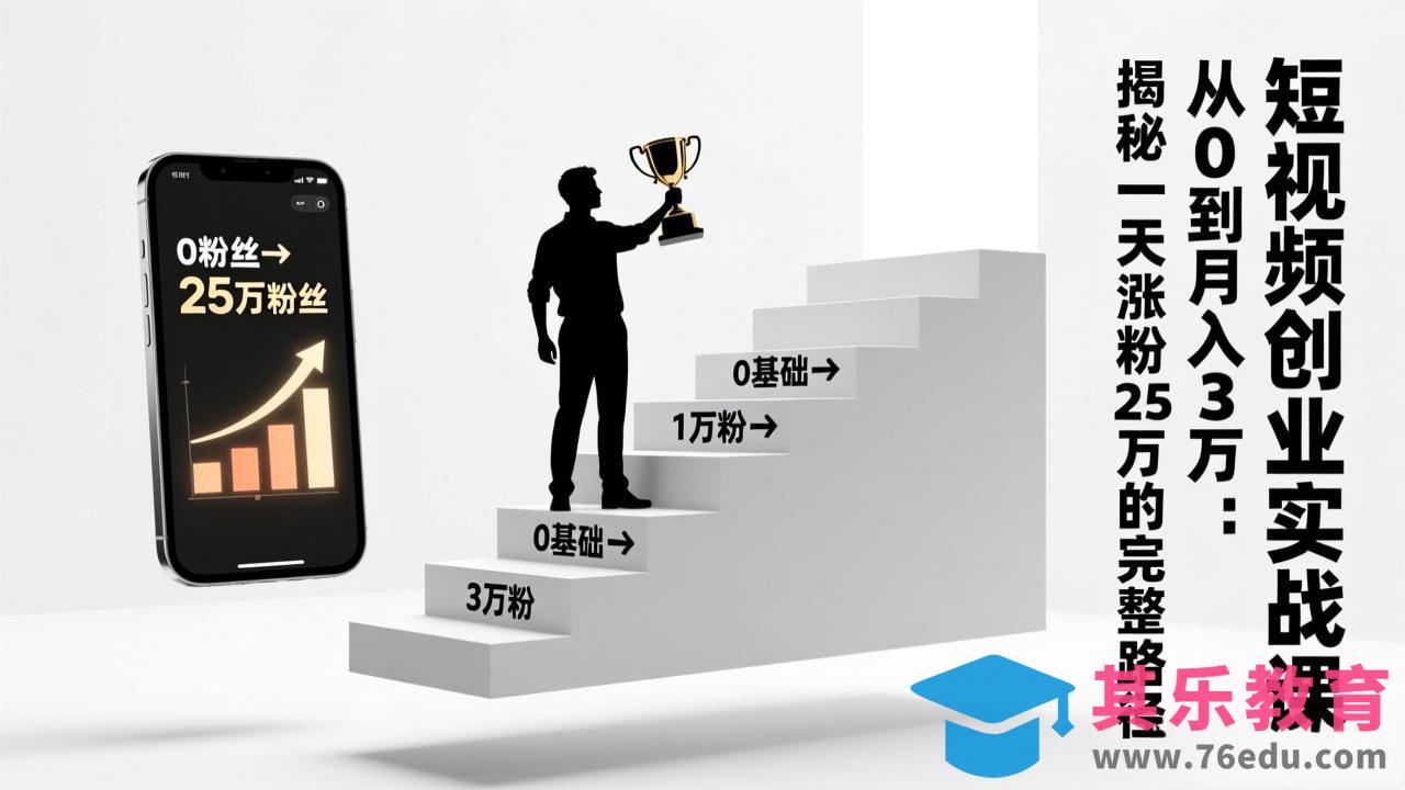 短视频创业实战课：从0到月入3万：揭秘一天涨粉25万的完整路径-第1张图片-我要自学网