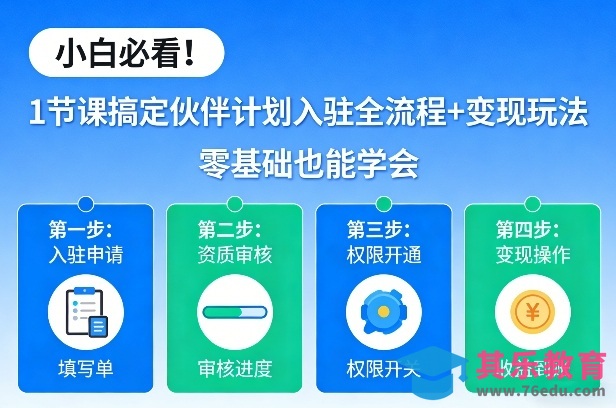 小白必看!1节课搞定伙伴计划入驻全流程+变现玩法,零基础也能学会-第1张图片-我要自学网 小白必看!1节课搞定伙伴计划入驻全流程+变现玩法,零基础也能学会-第1张图片-我要自学网
