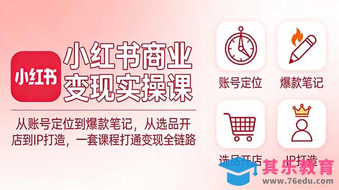 小红书商业变现实操课：从账号定位到爆款笔记，从选品开店到IP打造，一套课程打通变现全链路-第1张图片-我要自学网
