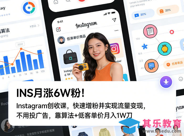 INS月涨6W粉！Instagram创收课，快速增粉并实现流量变现，不用用投广告，靠算法+低客单价月入1W刀-第1张图片-我要自学网