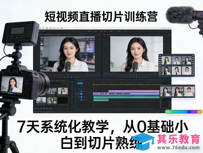 短视频直播切片训练营，7天系统化教学，从0基础小白到切片熟练-第1张图片-我要自学网