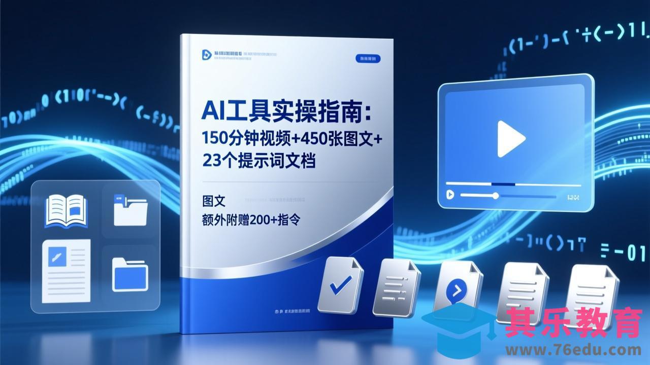 AI工具实操指南：150分钟视频+450张图文+23个提示词文档，额外附赠200+指令-第1张图片-我要自学网