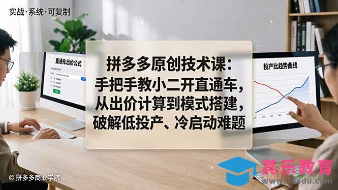 拼多多原创技术课：手把手教小二开直通车，从出价计算到模式搭建，破解低投产、冷启动难题-第1张图片-我要自学网