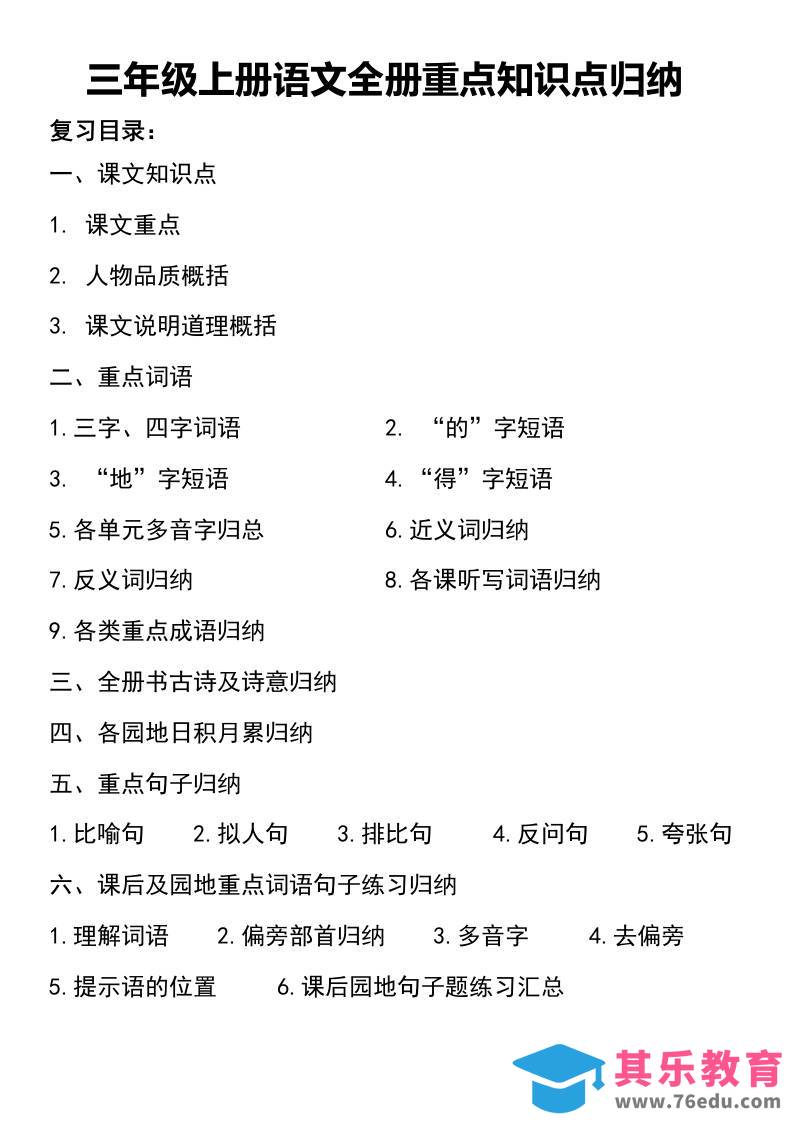 图片[1]-三年级上册语文知识点归纳-985文库