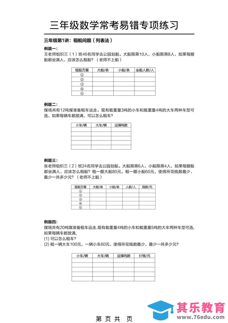 图片[1]-三年级下数学常考易错题专项练习-985文库