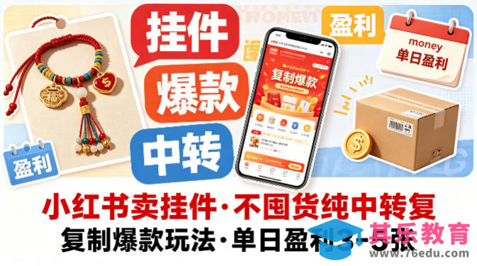 小红书卖挂件，不囤货纯中转复制爆款玩法，单日盈利3-5张-第1张图片-我要自学网