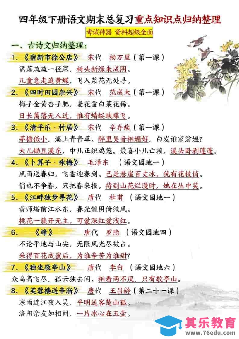 图片[1]-四年级下语文期末总复习重点知识点归纳整理-共29页-985文库