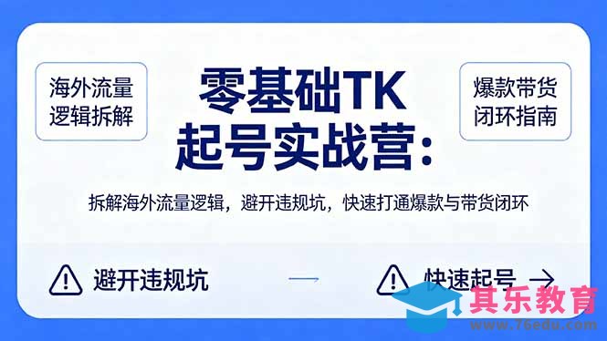 零基础 TK 起号实战营：拆解海外流量逻辑，避开违规坑，快速打通爆款与带货闭环-第1张图片-我要自学网