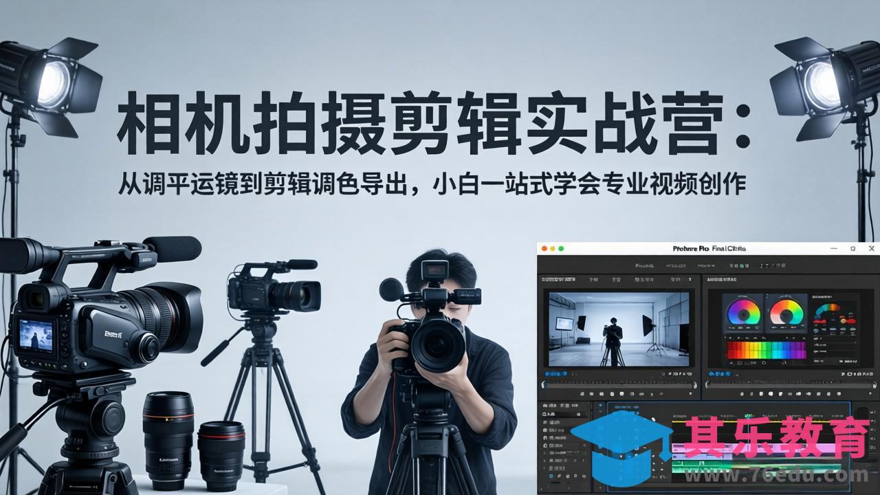 相机拍摄剪辑实战营：从调平运镜到剪辑调色导出，小白一站式学会专业视频创作-第1张图片-我要自学网